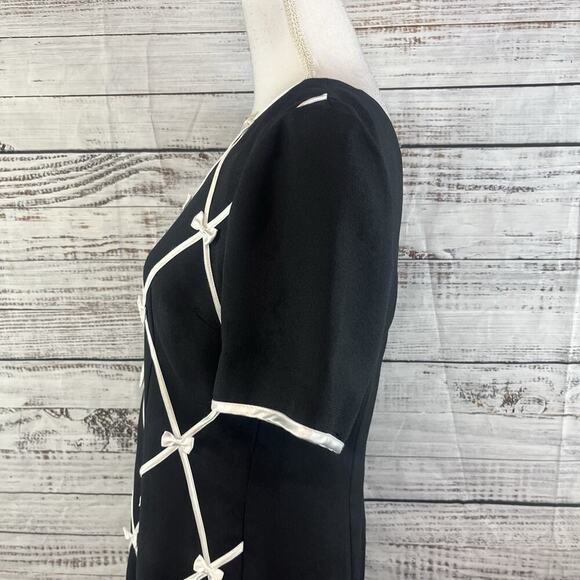 Vintage Misty Lane Dress size 11/12 Black Crepe Ribbons & Bows Wedding Church - Picture 9 of 12